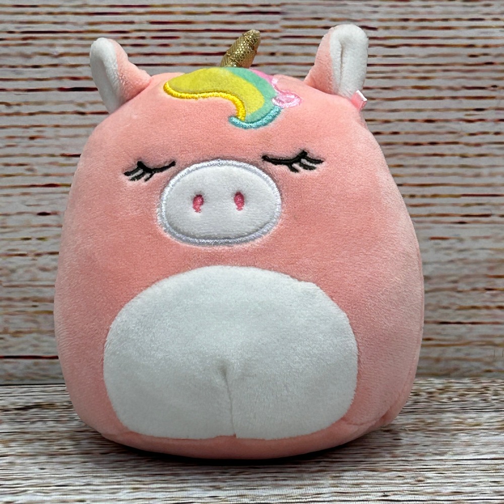Squishmallows Pink Pig‎ Unicorn Plush 5 Inch Gold Horn Rainbow Mane 2020 S5-9162